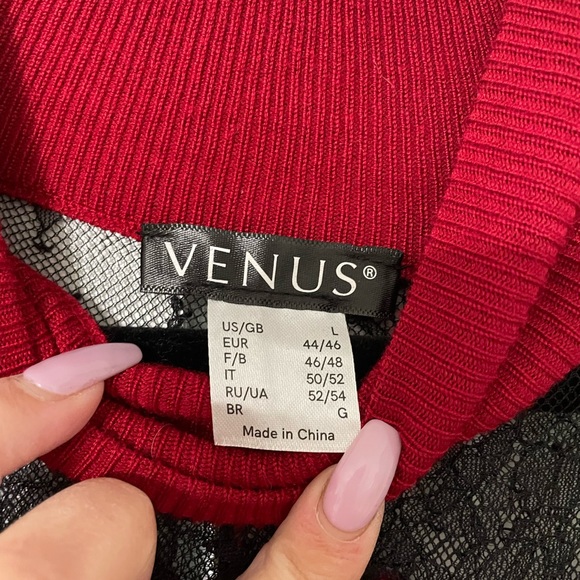 Lace detail red sweater dress by Venus - Picture 5 of 5